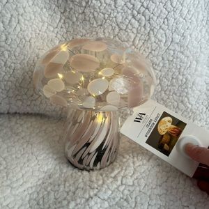 w&a glass blush pink mushroom light NWT